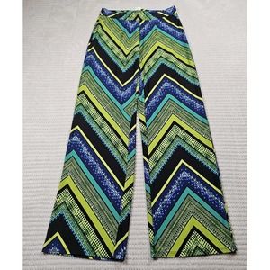 Violet B Pants Womens Medium Wide Leg Geometric Patterned